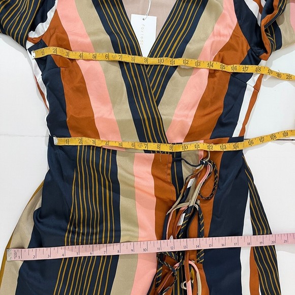 Anthropologie Womens Foxiedox Colorete Asymmetric Striped Wrap Dress Medium NEW - Picture 14 of 16